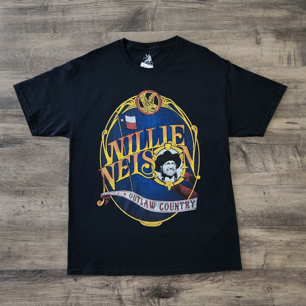 Willie Nelson Outlaw Country Black Graphic Tee Zion Rootswear Unisex Large NWT